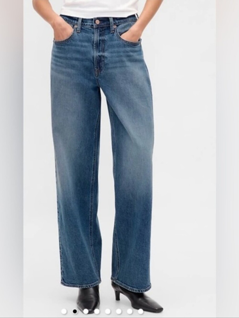 GAP Loose High Rise Blue Wash Wide Straight Leg Jeans Size 26/2 Short - New
